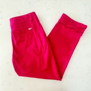 Vineyard Vines Dayboat Cropped Coral Raspberry Barbie Pink Pants Size 0